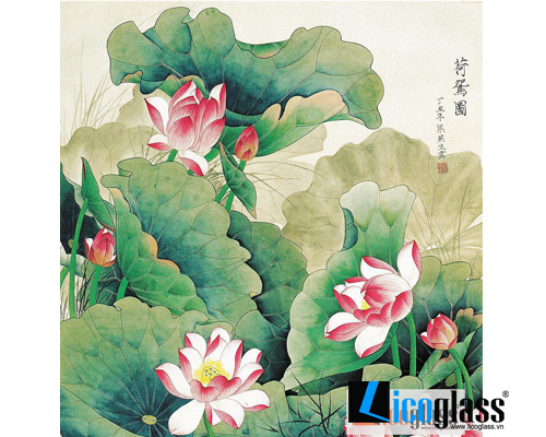  TRANH KÍNH HOA SEN ĐẸP LCG70