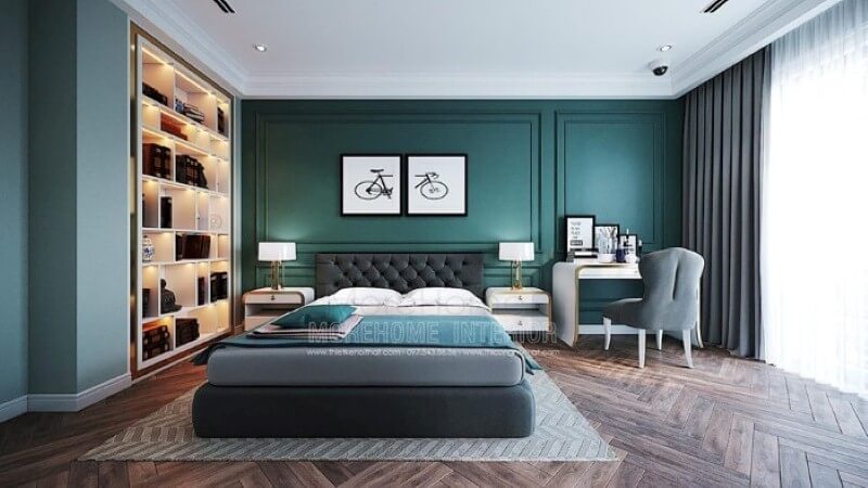 Giường ngủ đẹp, sang trọng ấn tượng với nệm bọc đầu giường êm ái tạo điểm nhấn độc đáo cho phòng ngủ. Mẫu nội thất biệt thự đẹp