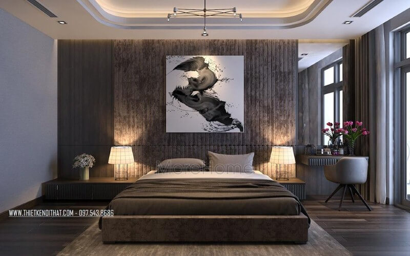 Trang trí nội thất phòng ngủ master hiện đại, đẹp, sang trọng. Mẫu nội thất biệt thự đẹp