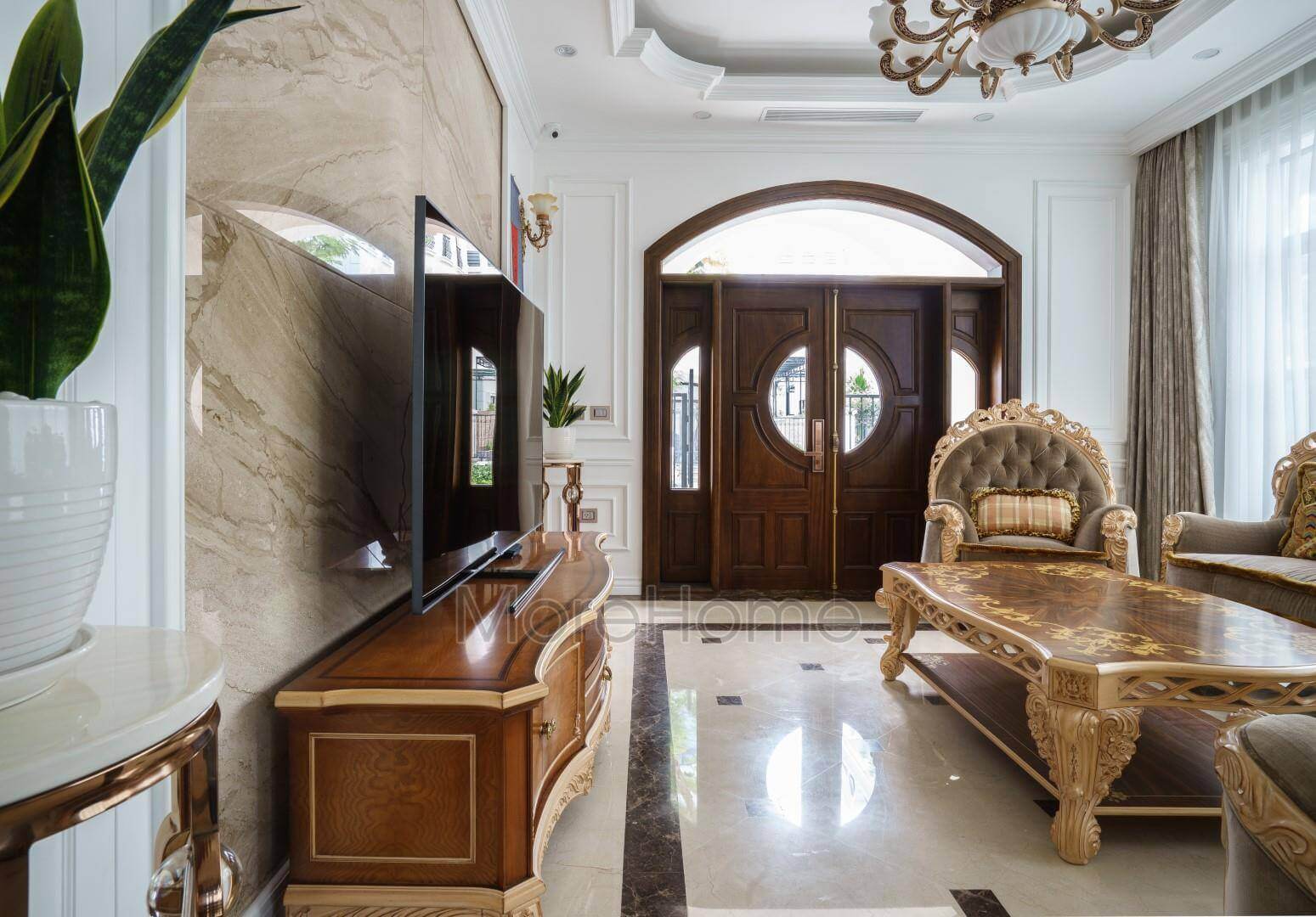 Nội thất biệt thự Imperia Hải Phòng phòng khách đẹp theo phong cách thiết kế tân cổ điển Thiết kế nội thất phòng khách biệt thự