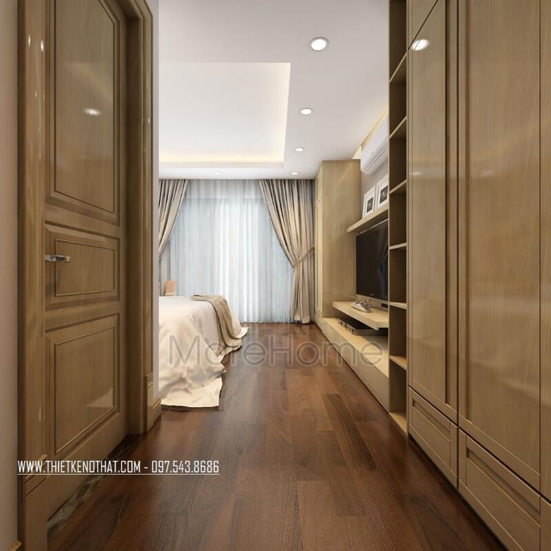 Mẫu kệ tủ phòng ngủ đa năng bằng gỗ tự nhiên với khung đứng vững chắc, vừa đảm bảo tính công năng mà không chiếm quá nhiều diện tích