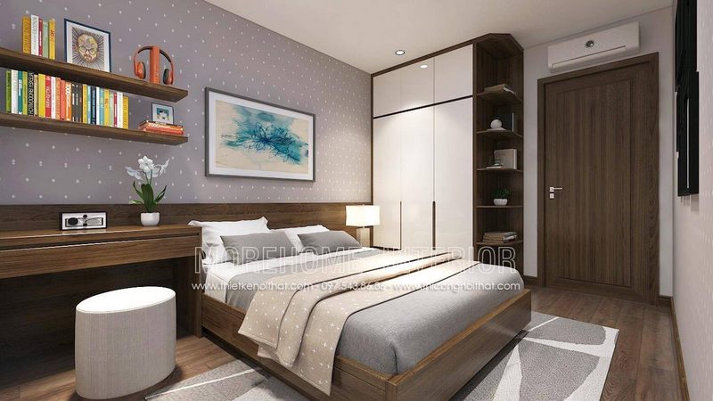Tủ áo gỗ An Cường kết hợp 2 tông màu tạo điểm nhấn cho phòng ngủ hiện đại